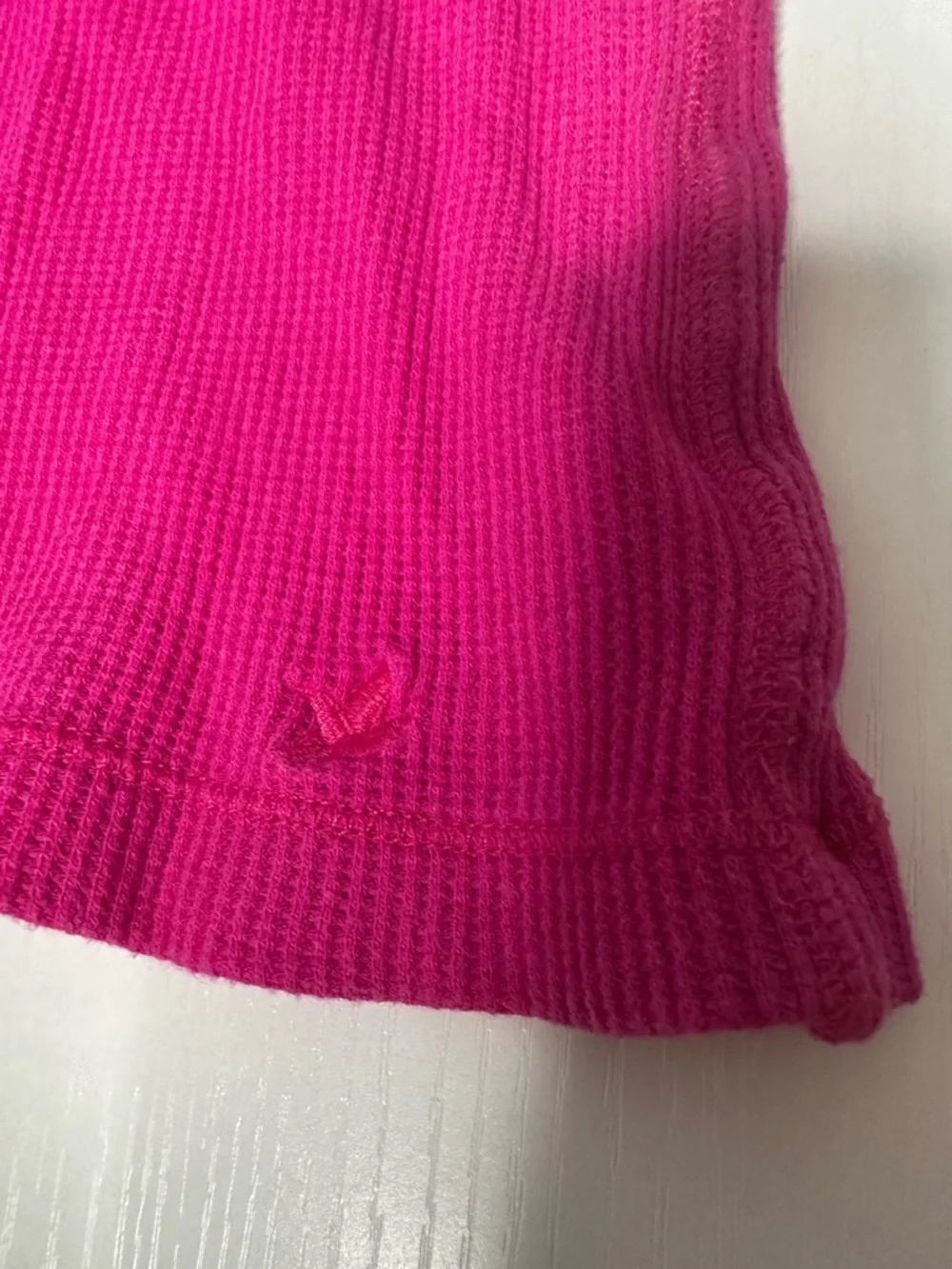 aerie Bright Pink Long-Sleeve Waffle-Knit Crewneck Top